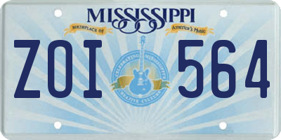 MS license plate ZOI564