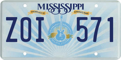 MS license plate ZOI571