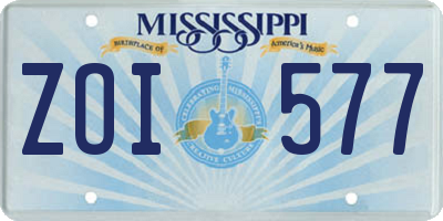 MS license plate ZOI577