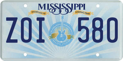MS license plate ZOI580