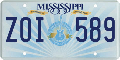MS license plate ZOI589