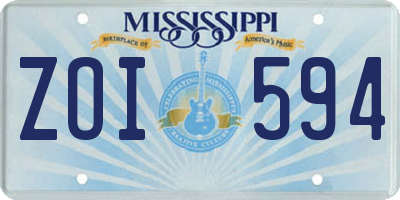 MS license plate ZOI594