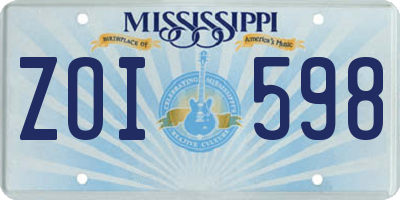 MS license plate ZOI598