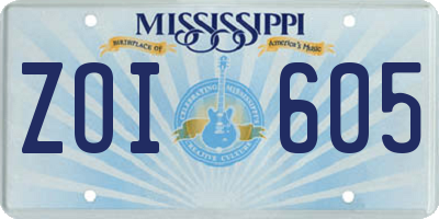MS license plate ZOI605