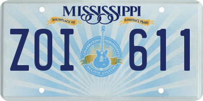 MS license plate ZOI611