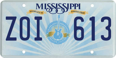 MS license plate ZOI613