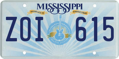 MS license plate ZOI615