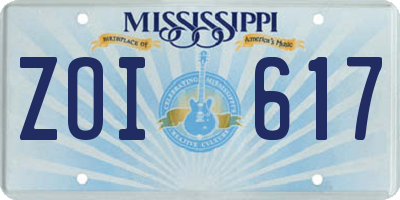 MS license plate ZOI617