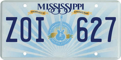 MS license plate ZOI627