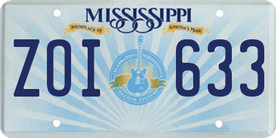 MS license plate ZOI633
