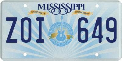 MS license plate ZOI649