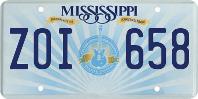 MS license plate ZOI658