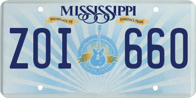 MS license plate ZOI660