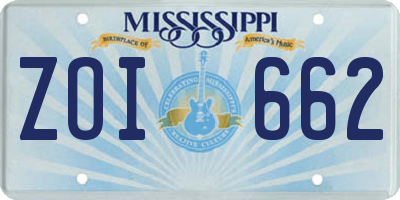 MS license plate ZOI662