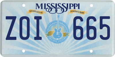 MS license plate ZOI665