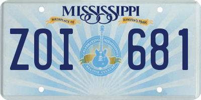 MS license plate ZOI681