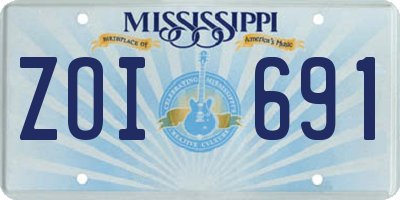 MS license plate ZOI691