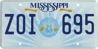 MS license plate ZOI695
