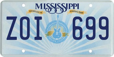 MS license plate ZOI699