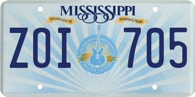 MS license plate ZOI705