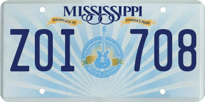 MS license plate ZOI708