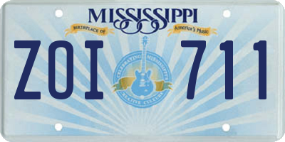 MS license plate ZOI711