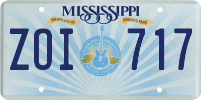 MS license plate ZOI717