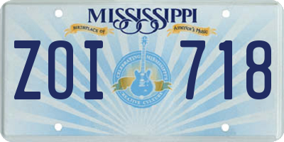 MS license plate ZOI718