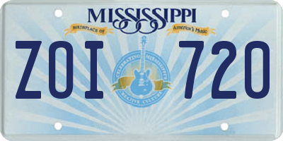 MS license plate ZOI720