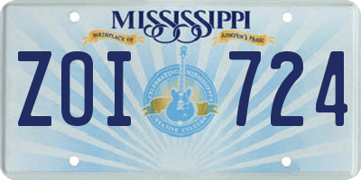 MS license plate ZOI724