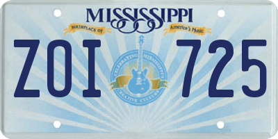 MS license plate ZOI725