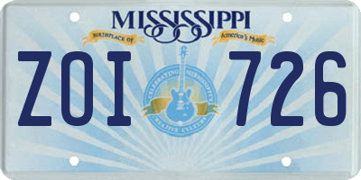 MS license plate ZOI726