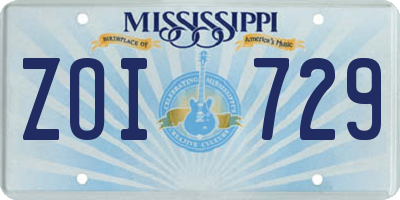 MS license plate ZOI729