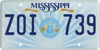 MS license plate ZOI739
