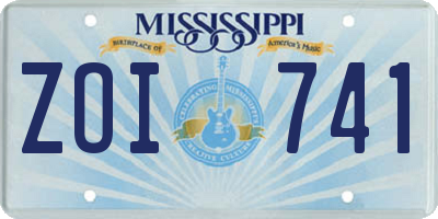 MS license plate ZOI741