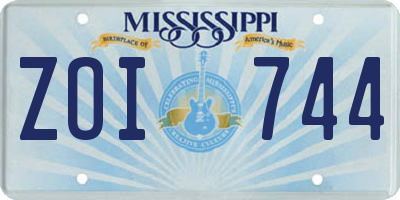 MS license plate ZOI744