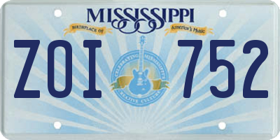 MS license plate ZOI752