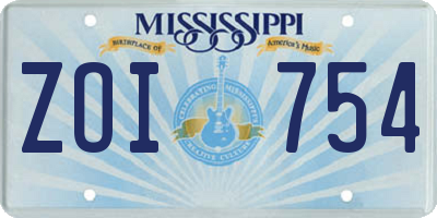 MS license plate ZOI754
