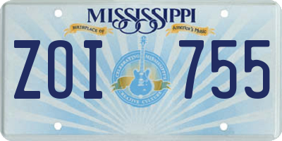 MS license plate ZOI755