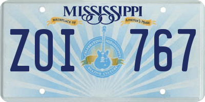 MS license plate ZOI767