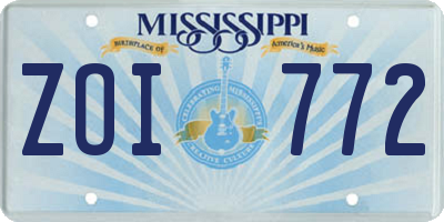MS license plate ZOI772