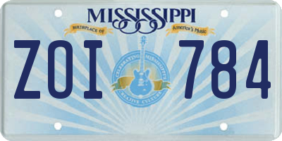 MS license plate ZOI784
