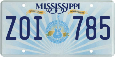 MS license plate ZOI785