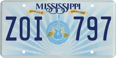 MS license plate ZOI797
