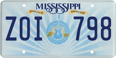 MS license plate ZOI798