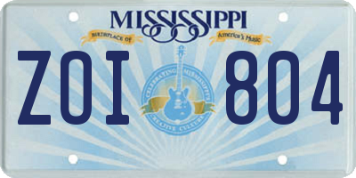 MS license plate ZOI804