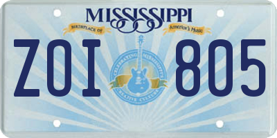 MS license plate ZOI805
