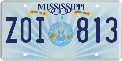 MS license plate ZOI813