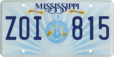 MS license plate ZOI815