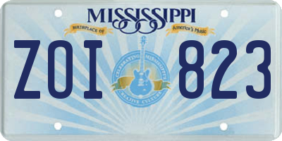 MS license plate ZOI823